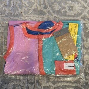 Kids Colorblock Snap-Front sleeveless romper - Pink & Teal